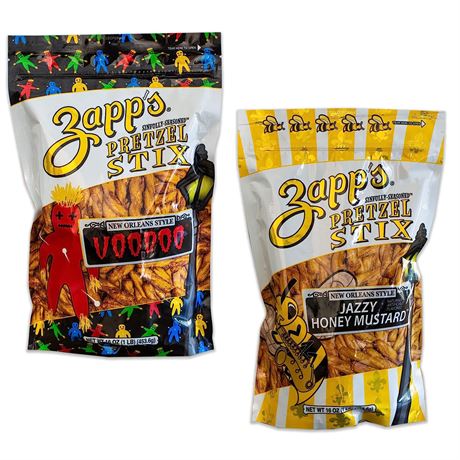 Zapp's Pretzel Stix - Variety Pack - Voodoo Spice - Jazzy Honey Mustard 4PK