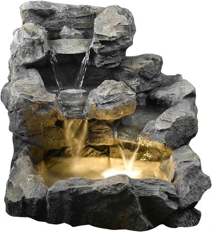 Jeco Rock Creek Cascading Fountain with Illumination, 23"L x 21"W x 20"H