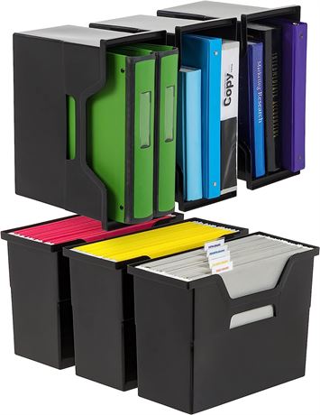 IRIS USA Medium Portable Desktop File Box with Open Lid