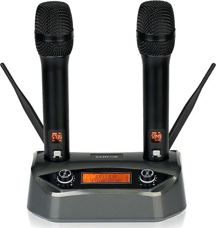 ZERFUN J5 Wireless Microphones, Receiver LCD Display, 200FT