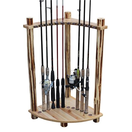 Rush Creek Creations Rustic Pin 12 Rod Corner Storage Rack