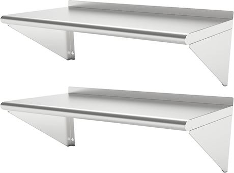 STEELBUS Stainless Steel Shelf 12x48 Inches - 2 Pack