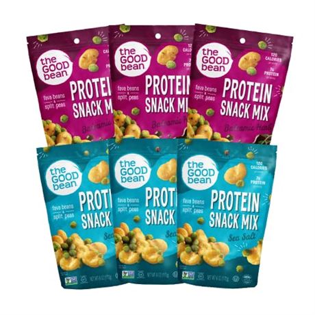 The Good Bean Protein Snack Mix - Variety Pack - (6 Pack - Two Flavors) 12/23