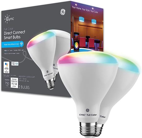 GE Full Color Direct Connect Smart Bulbs, 2-Pack