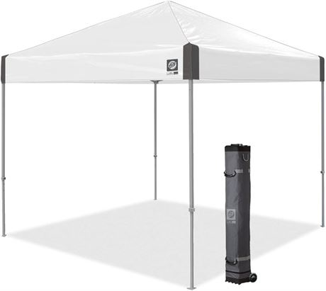 E-Z UP Ambassador Instant Shelter Canopy, 10' x 10', Roller Bag and 4 Pc, White