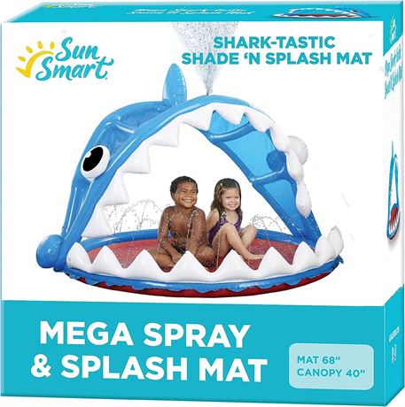 SunSmart 68" Shark MEGA Spray Water Sprinkler, Inflatable Sprinkler Splash Pad