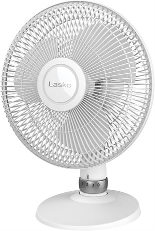 Lasko - D12225 12" Table Fan With Dial On Stand, White