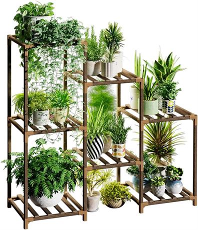 Bamworld Plant Stand Indoor Outdoor Tiered Plant Shelf for Multiple Plants