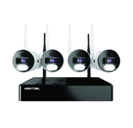 Night Owl, Wi-Fi Bluetooth NVR with (3) AC Powered 4K Spotlight Cameras