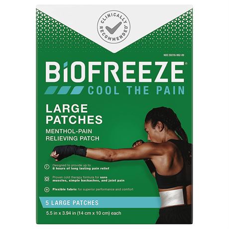 Biofreeze Menthol Pain Relieving Patches, 5-Pack