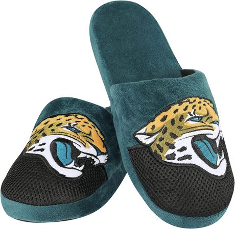 FOCO Men's NFL Team Logo Staycation Plush House Shoes Slide Slippers