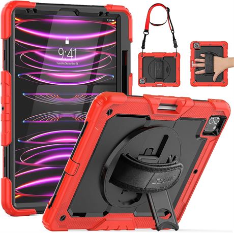 SEYMAC iPad Pro 12.9 Case 6th/ 5th/ 4th/ 3rd Generation, Red