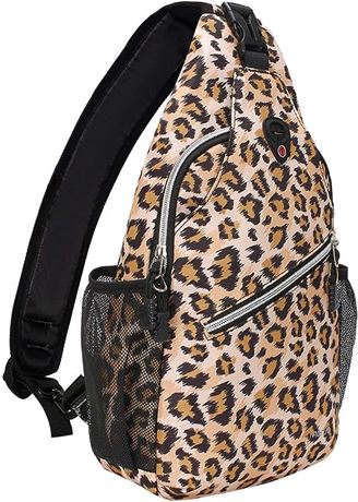 Sling Backpack, Crossbody Chest One Shoulder Bag, Leopard Print