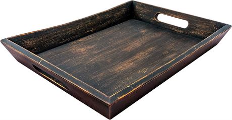 Wooden Coffee Table Tray, Dark Brown 16 x 12� Decorative Serving Tray