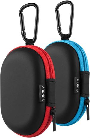 Earbuds Carrying Case, SUNGUY, 2Pack, Red+Blue