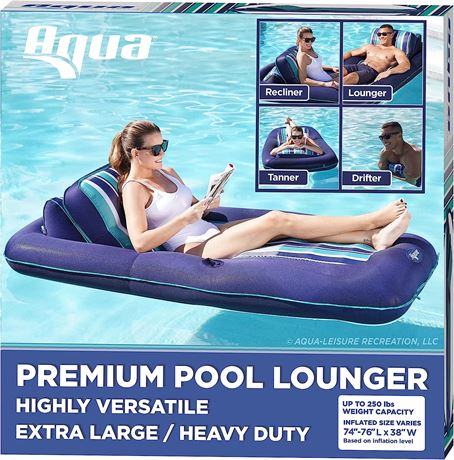 Aqua Premium Convertible Pool Float Lounge, Extra Large