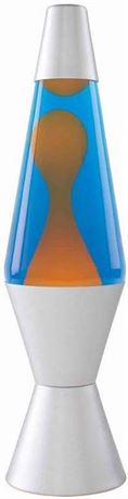 Lava The Original 2117 14.5" Silver Base Lamp with Orange Wax in Blue Liquid