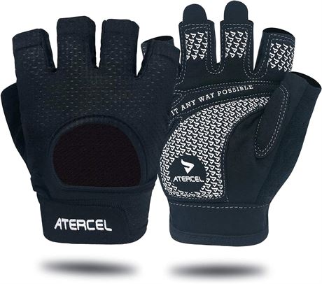 ATERCEL Weight Lifting Gloves Full Palm Protection - Black - Small