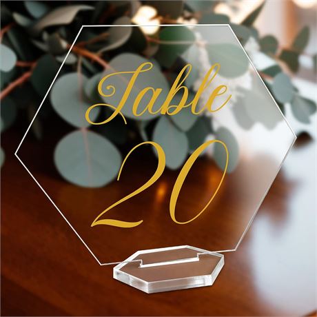 OurWarm 20-Piece Acrylic Table Number Set, Hexagon