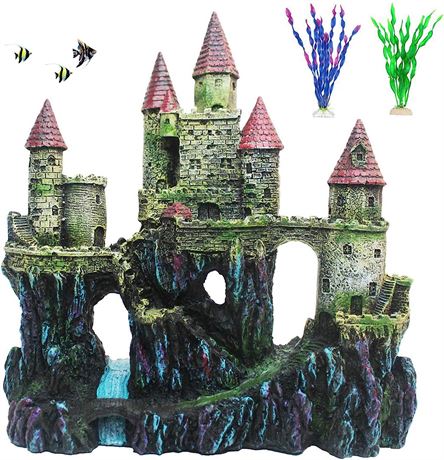 PINVNBY Aquarium Castle Decor For Fish Tank