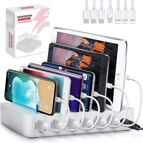 Poweroni USB Charging Dock - 6-Port - Fast Charging Station