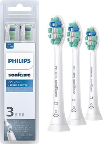 Philips Sonicare Genuine C2 Toothbrush Heads, 3 Brush Heads