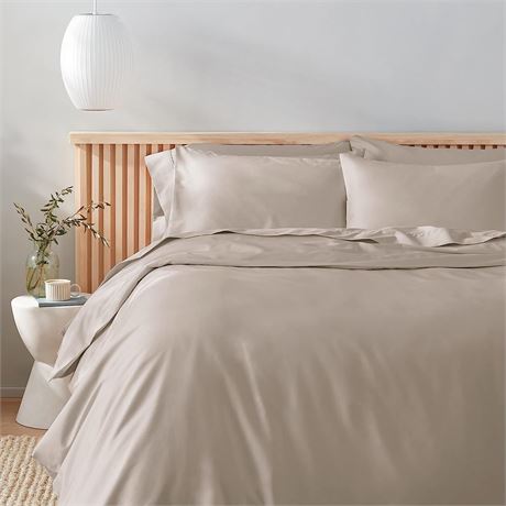 Amazon Aware 100% Organic Cotton 300 Thread Count Duvet Cover Set - Taupe, King