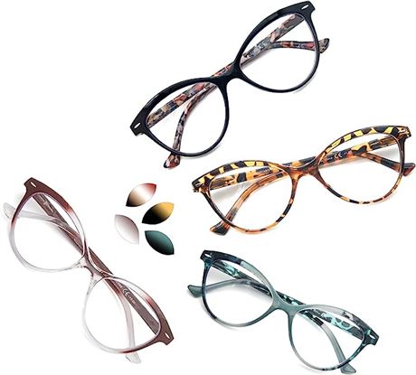 MODFANS 4-Pack Cat Eye 1.5 Reading Glasses for Women