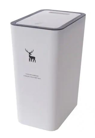 3.7 Gal. White Plastic Housing Trash Can with Cover, Rectangular