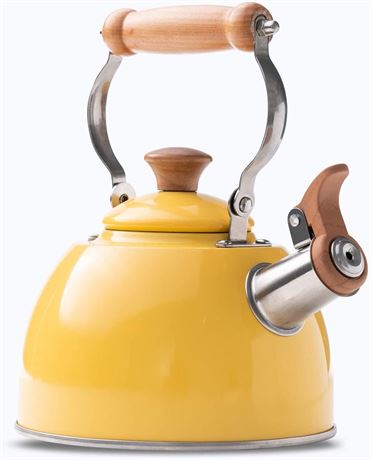 ROCKURWOK Whistling Tea Kettle, 1.6 QT / 50 OZ, Yellow Teapot