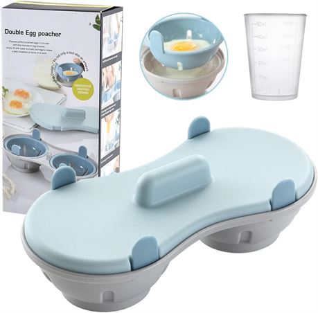 Double Egg Poacher - Microwavable - Blue