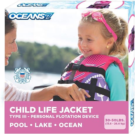 Oceans 7 Coast Guard Approved, Infan/Chil/Youth Life Jacket Vest, Type III