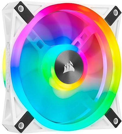 Corsair QL Series, iCUE QL120 RGB, 120mm RGB LED PWM White Fan, Single Fan