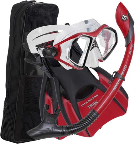 U.S. Divers Admiral Adult Snorkeling Set, Red, Medium