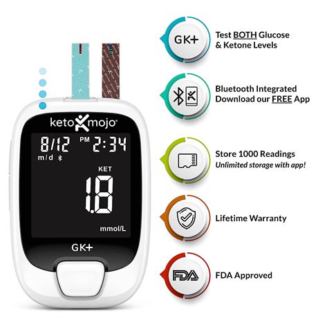 KETO-MOJO GK+ Bluetooth Glucose & Ketone Testing Kit