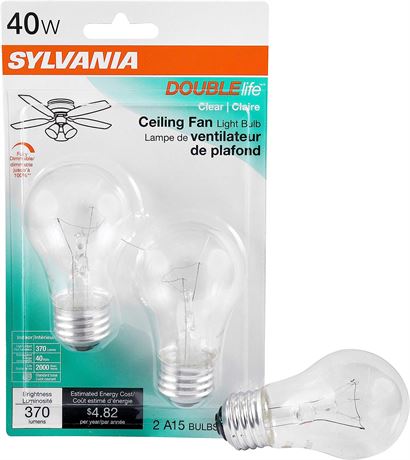 SYLVANIA Double Life Incandescent Light Bulb, A15, 40W