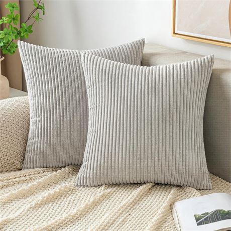 EMEMA Throw Pillow Covers, Pack of 2, Light Grey