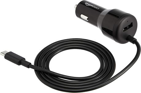 Amazon Basics 30W USB Car Charger, 1 USB-C (18W)