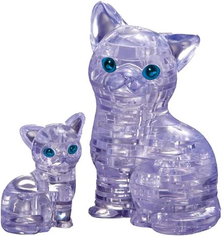 Bepuzzled Original 3D Crystal Puzzle - Cat & Kitten, Clear