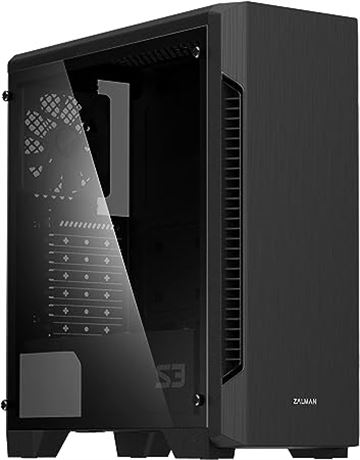 Zalman S3 ATX Mid Tower Computer Case w/Tempered Glass Side Panels