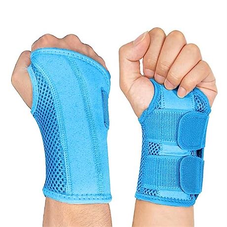 NuCamper Wrist Brace Carpal Tunnel (Left and Right Hand-Blue, Small/Medium)