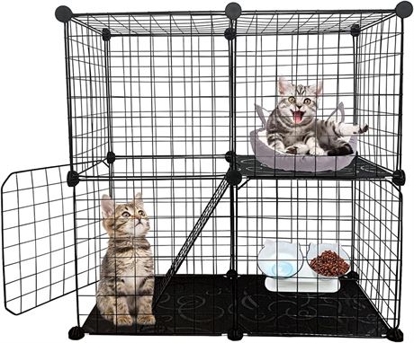 MUYG DIY Cat Cage Pet Playpen Indoor 29.5 x 15.3 x 28.7 Black