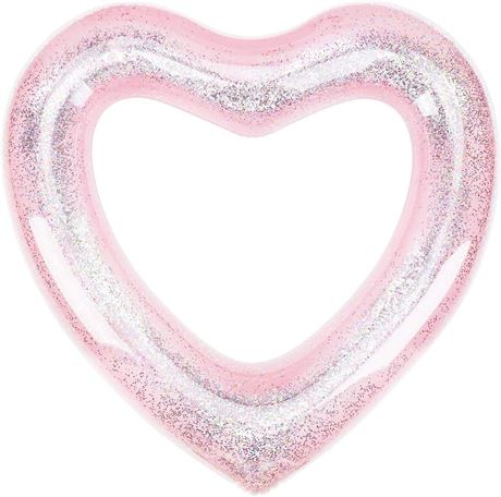 Giant Inflatable Heart Pool Float with Glitter Inside