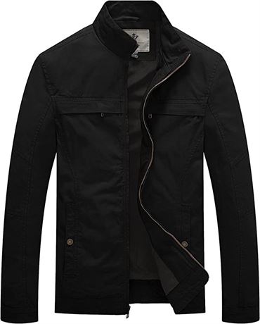 WenVen Men's Spring Canvas Military Style Jacket - XL