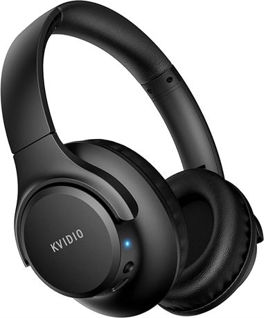 KVIDIO Bluetooth Headphones Over Ear, Foldable Lightweight Headset - Black