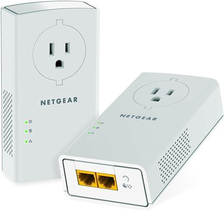 NETGEAR Powerline adapter Kit, 2000 Mbps Wall-plug,+ Extra Outlet