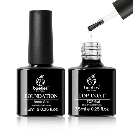 Beetles 2pcs 7.5ml No Wipe Gel Top Coat and Base Coat Set