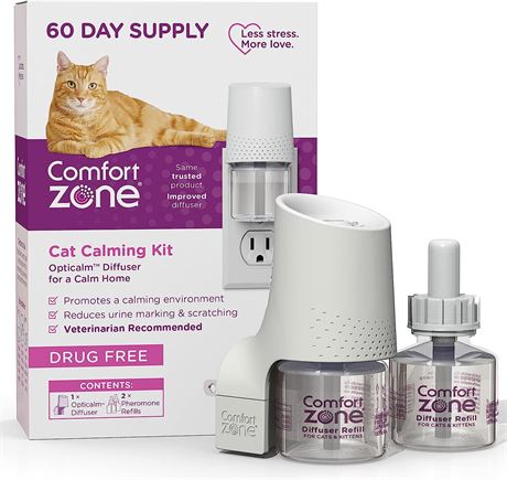 Comfort Zone Cat Calming Pheromone Diffuser: 60 Day Starter Kit