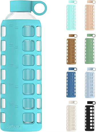 purifyou Premium 40/32 / 22/12 oz Reusable Glass Water Bottles