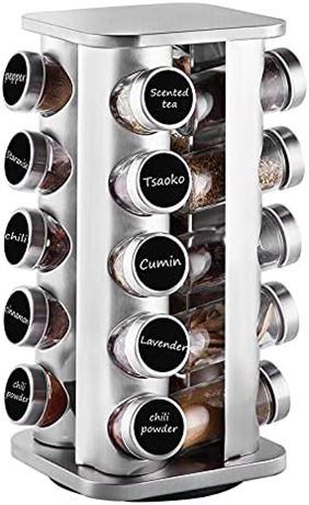 Countertop Revolving Spice Rack, 20-Jars Stainless Steel